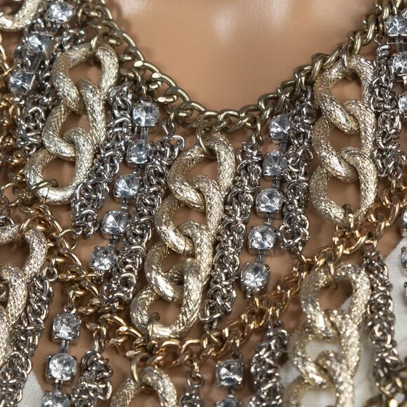 Chunky Necklace Multi Strand Faux Diamonds Chains - Picture 9 of 11